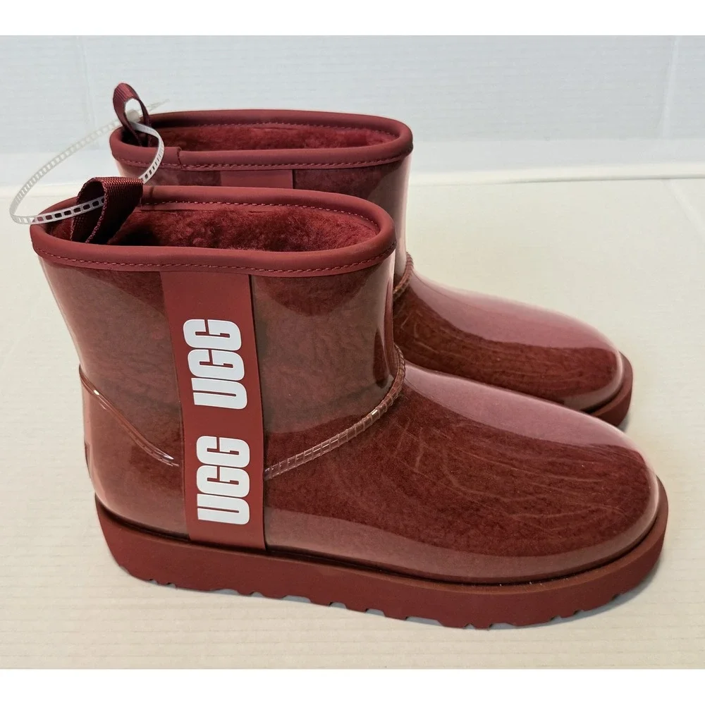 UGG Classic Clear Mini Samba Red Waterproof Boots 1113190 - Women's 7 - NEW NWT